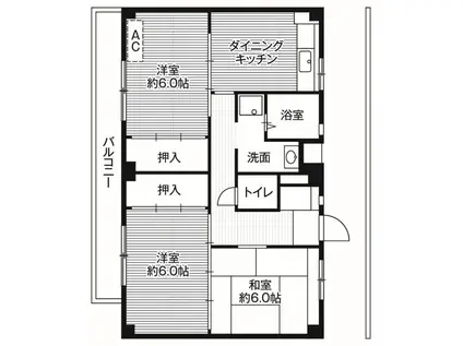 ビレッジハウス菅田3号棟(3DK/5階)の間取り写真