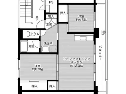 ビレッジハウス燕1号棟(2LDK/2階)の間取り写真