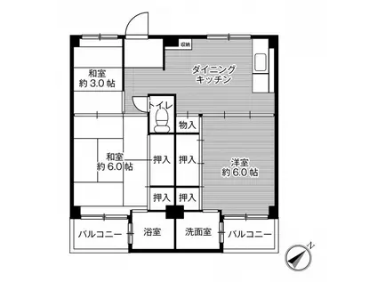 ビレッジハウス紀三井寺5号棟(3DK/3階)の間取り写真
