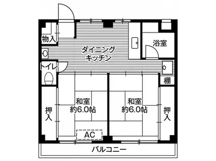 ビレッジハウス鎌ヶ谷2号棟(2DK/2階)の間取り写真