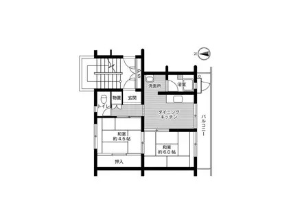 ビレッジハウス外町 1号棟(2DK/5階)の間取り写真