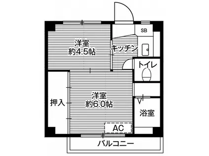 ビレッジハウス安積2号棟(2K/3階)の間取り写真