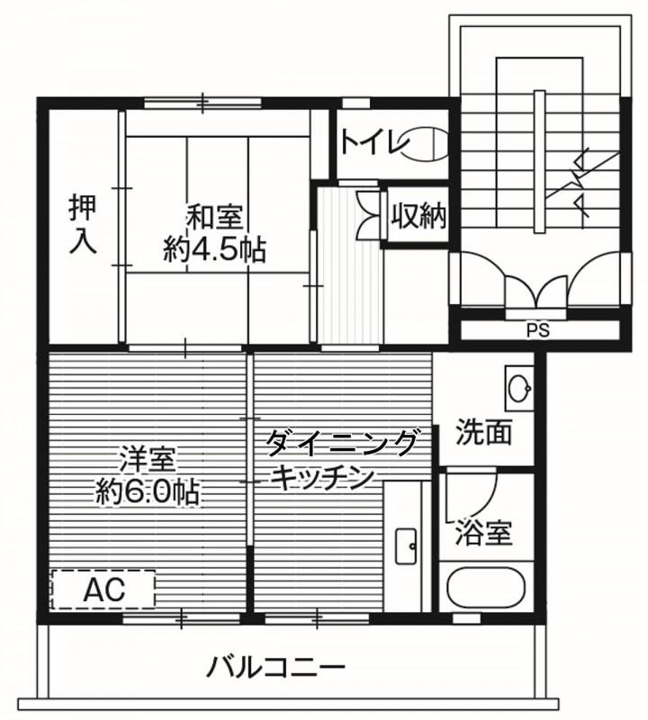ビレッジハウス石下1号棟(2DK/5階)の間取り写真