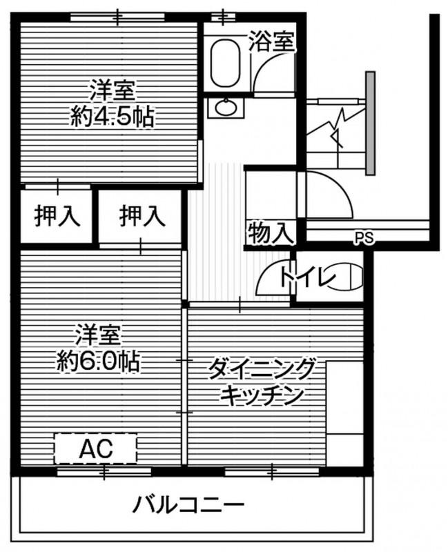 ビレッジハウス台宿3号棟(2DK/3階)の間取り写真