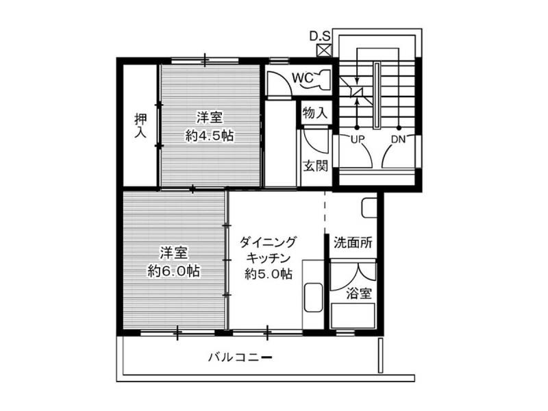ビレッジハウス笹川1号棟(2DK/4階)の間取り写真