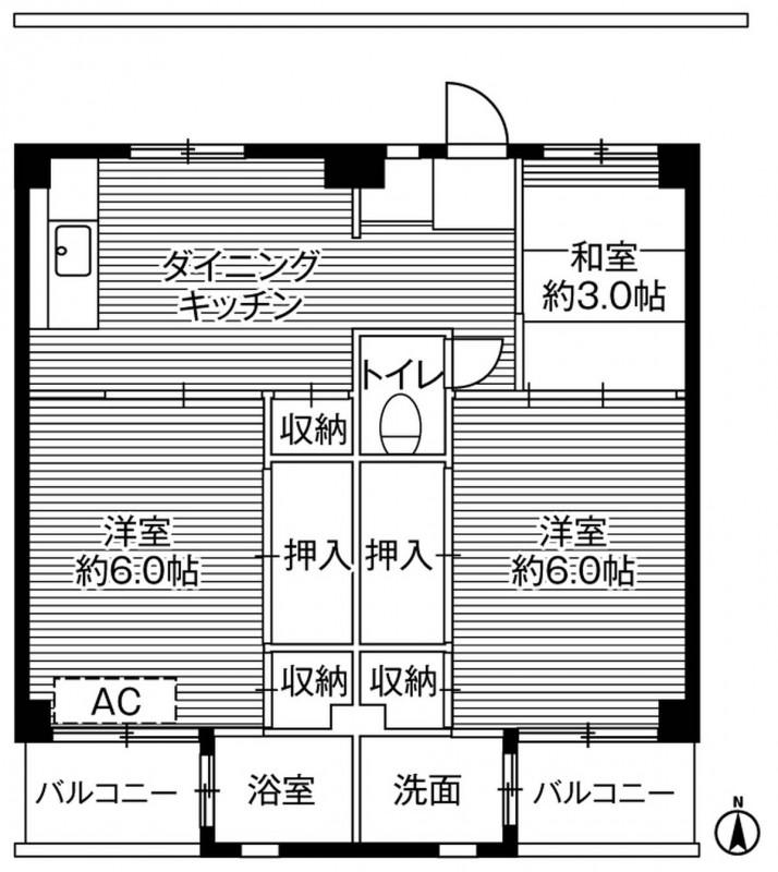 ビレッジハウス寺尾2号棟(3DK/3階)の間取り写真