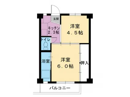 ビレッジハウス柳田1号棟(2K/2階)の間取り写真