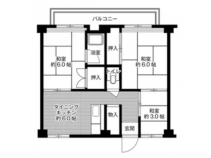 ビレッジハウス鈴蘭台2号棟(3DK/1階)の間取り写真