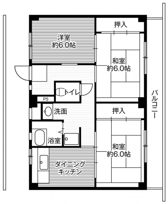 ビレッジハウス不入斗3号棟(3DK/1階)の間取り写真