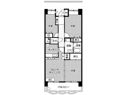 ビレッジハウス東松山タワー1号棟(3LDK/8階)の間取り写真