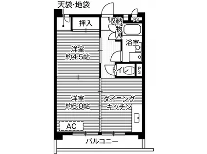 ビレッジハウス向台タワー1号棟(2DK/3階)の間取り写真