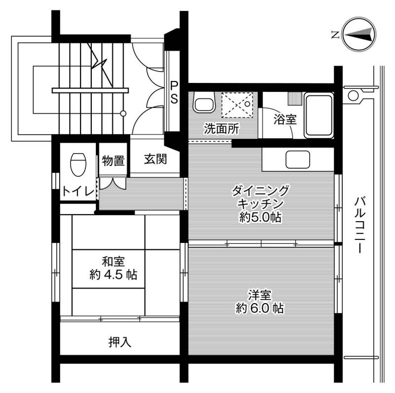 ビレッジハウス柴宿1号棟(2DK/3階)の間取り写真