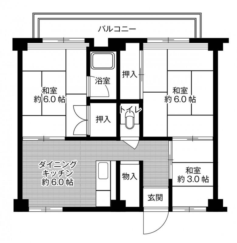ビレッジハウス東二見4号棟(3DK/1階)の間取り写真
