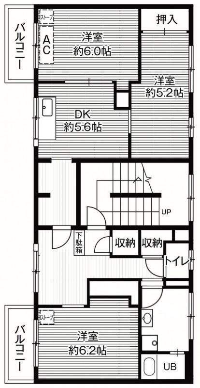 ビレッジハウス野幌13号棟(3DK/3階)の間取り写真