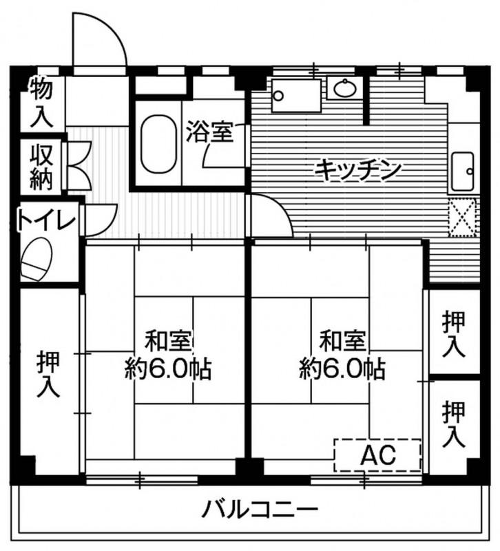 ビレッジハウス根岸2(2DK/2階)の間取り写真
