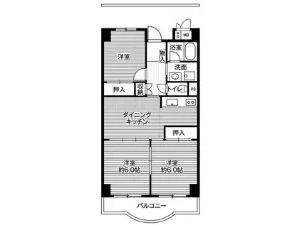 ビレッジハウス芝浦タワー 1号棟(3DK/6階)の間取り写真