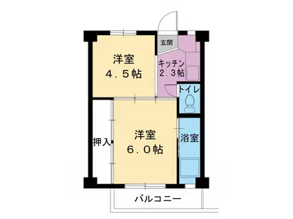 ビレッジハウス下北2号棟(2K/4階)の間取り写真