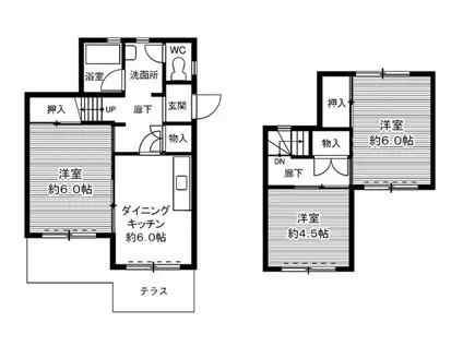 ビレッジハウス笹川38号棟(3DK/1階)の間取り写真