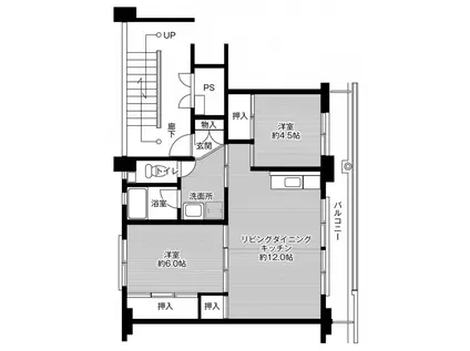 ビレッジハウス学文路 1号棟(2LDK/1階)の間取り写真