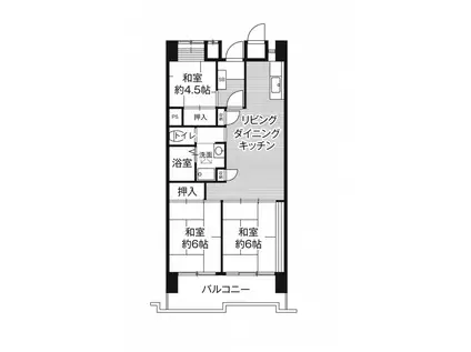 ビレッジハウス光南タワー1号棟(3LDK/10階)の間取り写真