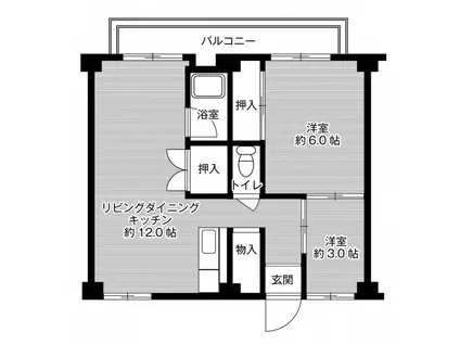 ビレッジハウス鈴蘭台1号棟(2LDK/3階)の間取り写真