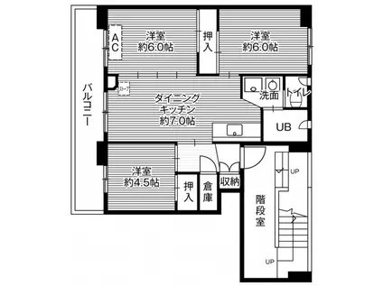 ビレッジハウス幌向2号棟(2LDK/3階)の間取り写真