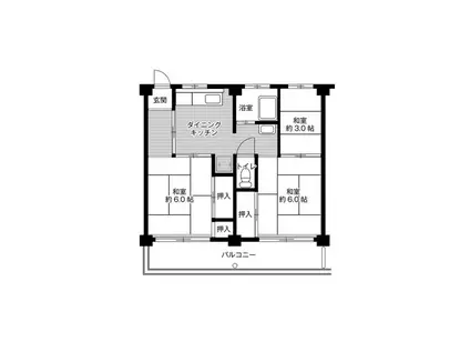 ビレッジハウス富木島 5号棟(3DK/4階)の間取り写真