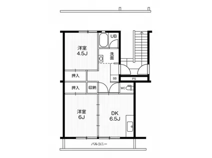 ビレッジハウス井之口1号棟(2DK/4階)の間取り写真