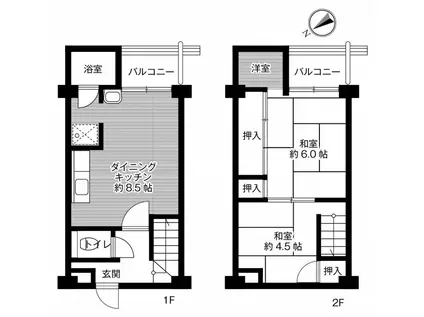 ビレッジハウス書写台2号棟(2LDK/1階)の間取り写真