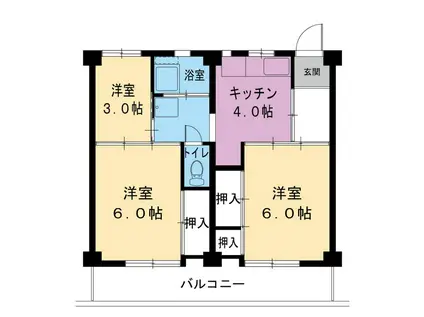 ビレッジハウス大村3号棟(3DK/3階)の間取り写真