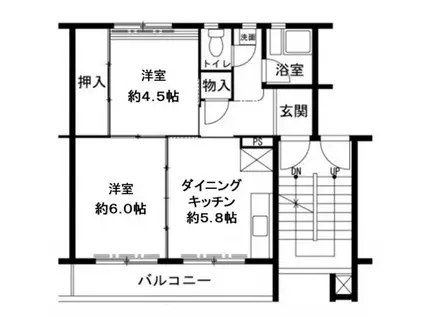 ビレッジハウス鳴滝8号棟(2DK/1階)の間取り写真