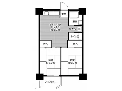 ビレッジハウス泉北栂タワー1号棟(2DK/2階)の間取り写真