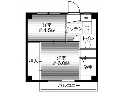 ビレッジハウス菅田6号棟(2K/4階)の間取り写真