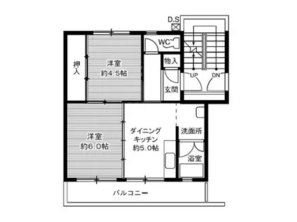 ビレッジハウス笹川1号棟(2DK/3階)の間取り写真