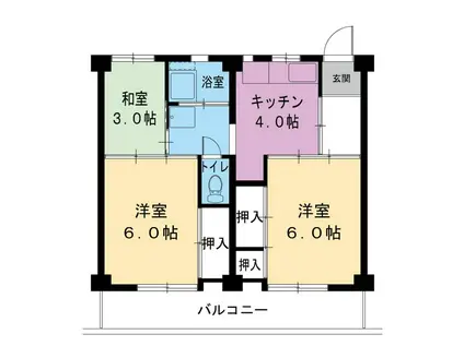 ビレッジハウス各務原 1号棟(3DK/4階)の間取り写真