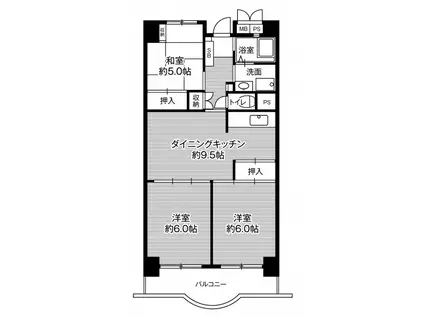 ビレッジハウス浜松タワー1号棟(3DK/7階)の間取り写真