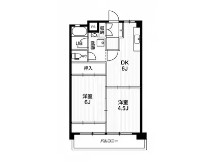 ビレッジハウス那加1号棟(2DK/4階)の間取り写真