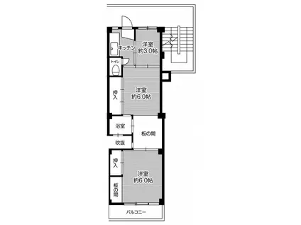 ビレッジハウス私部 1号棟(3K/4階)の間取り写真