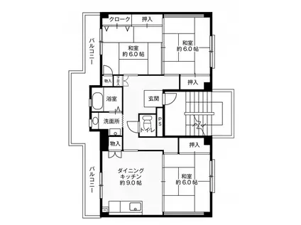ビレッジハウス下島2号棟(3DK/4階)の間取り写真