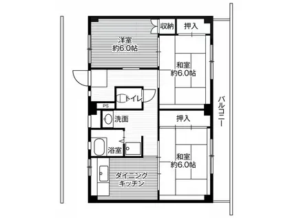 ビレッジハウス荒川2号棟(3DK/1階)の間取り写真