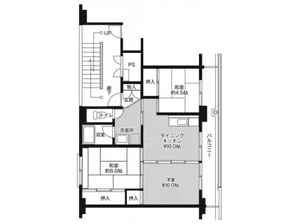 ビレッジハウス芳賀2号棟(3DK/1階)の間取り写真