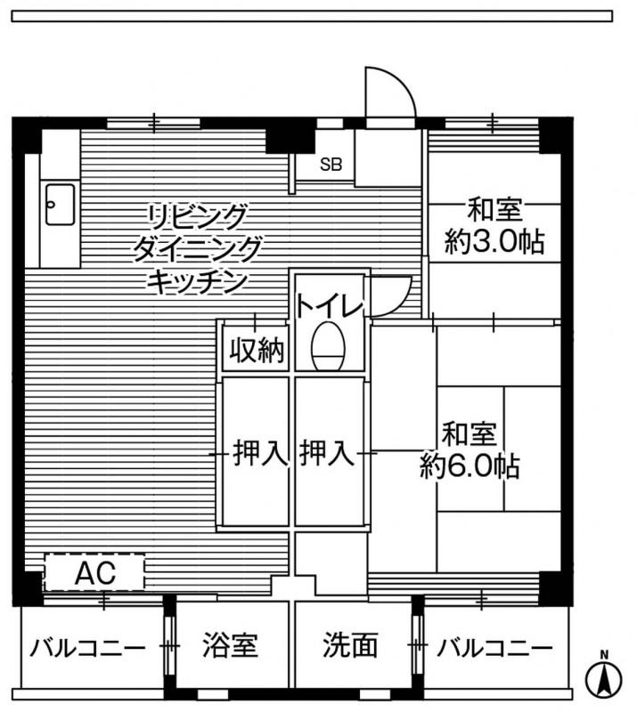 ビレッジハウス江戸川台4号棟(2LDK/1階)の間取り写真