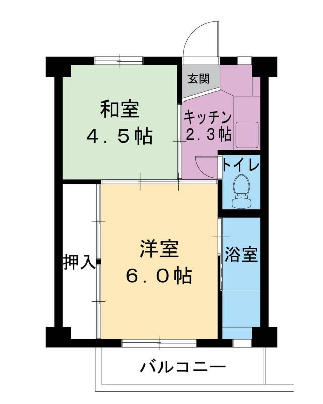 ビレッジハウス中興野2号棟(2K/3階)の間取り写真