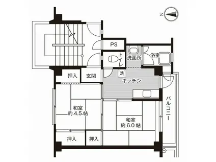 ビレッジハウス三田1号棟(2K/1階)の間取り写真