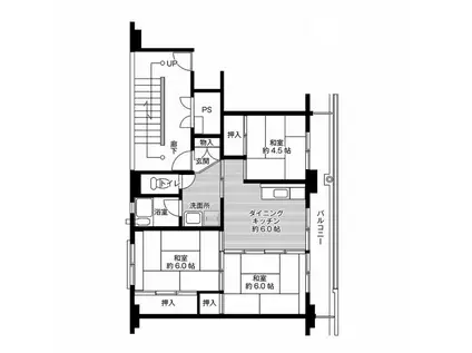 ビレッジハウス三美1号棟(3DK/2階)の間取り写真