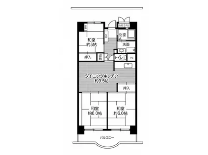ビレッジハウス浜松タワー1号棟(3DK/5階)の間取り写真