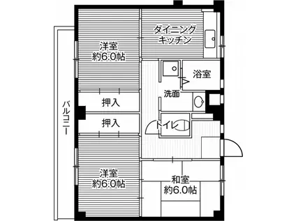 ビレッジハウス秋多1号棟(3DK/1階)の間取り写真