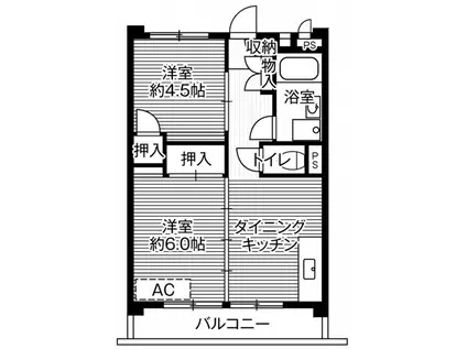 ビレッジハウス向台タワー1号棟(2DK/7階)の間取り写真