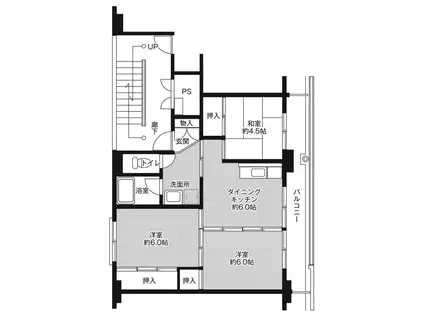 ビレッジハウス高岡2号棟(3DK/3階)の間取り写真