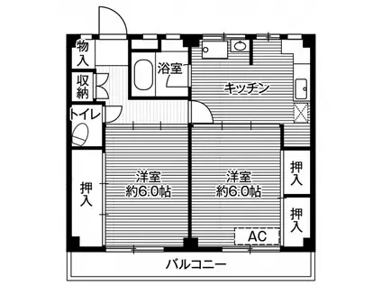 ビレッジハウス根岸1(2DK/2階)の間取り写真